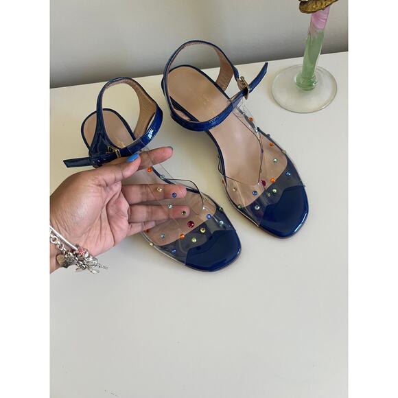 BRENDA ZARO electric blue PVC Multi color Bauble heel leather sandals 6.5 - Picture 5 of 6